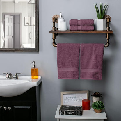 SUPERIOR Egyptian Cotton Plush & Absorbent, Hand Towel Set of 4, Plum | Quick Dry, Soft Luxury Towel Set, Bath Essentials for Bathroom, Guest Bath, Spa, 4 Piece Set, Madeline Towels