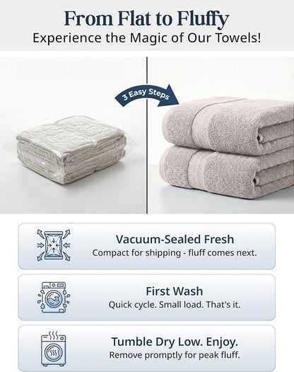 LANE LINEN Bath Towel Set 100% Cotton 16 Piece Soft Absorbent - Platinum | Cotton Towel Set - Densely Woven & Soft, Easy-Care, Coordinated Colors, OEKO-TEX Certified, Ring-Spun Durability