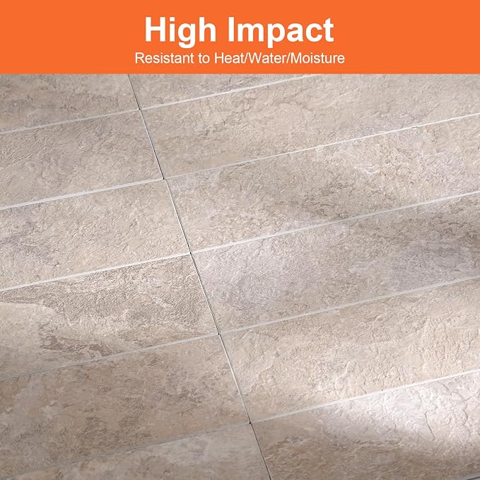 80-Piece Stone Beige Thick PVC Peel and Stick Backsplash, 2" x 8" Waterproof Subway Tile Peel and Stick Wall Tiles for Kitchen and Bathroom