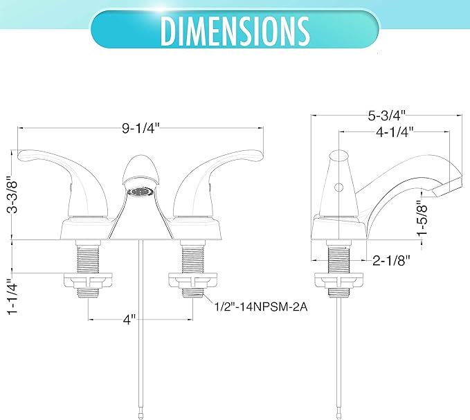 Aqua Vista 15-B42WP-BN-AV Two Handle Bathroom Sink Faucet, Brushed Nickel