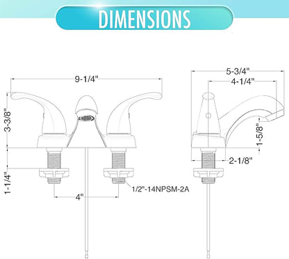 Aqua Vista 15-B42WP-BN-AV Two Handle Bathroom Sink Faucet, Brushed Nickel