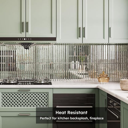 Peel and Stick Mirror Backsplash Tile, Beveled Mirror Tile for Kitchen Bathroom Bar Accent Wall (Antique, 11.8 x 11.8 Inch)
