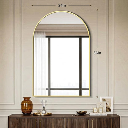 AMOISE Arched Bathroom Mirror for wall, 2 Pack 36"x24" Vanity Mirror, Gold | Metal Frame, HD Glass, Over Sink Mirror for Bathroom, Entryway, Living Room & Bedroom