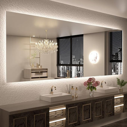 Keonjinn 84" x 32" LED Backlit Mirror Bathroom, HD Tempered Glass, Anti-Fog | Dimmable 3 Color Lights, Secure French Cleat Installation, Memory Function, High Lumens Lighted Mirrors for Bathroom Wall