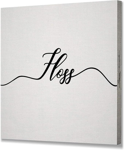 Renditions Gallery Simple Floss Sign Bathroom Décor Gallery Wrapped Canvas Wall Art, 12x12,