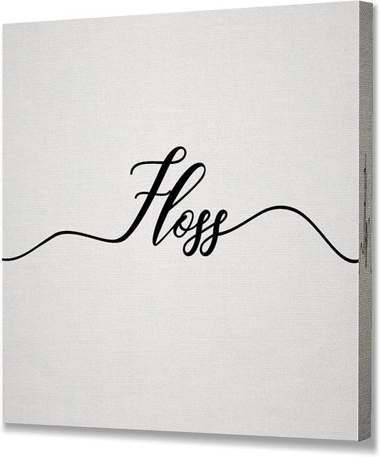 Renditions Gallery Simple Floss Sign Bathroom Décor Gallery Wrapped Canvas Wall Art, 12x12,
