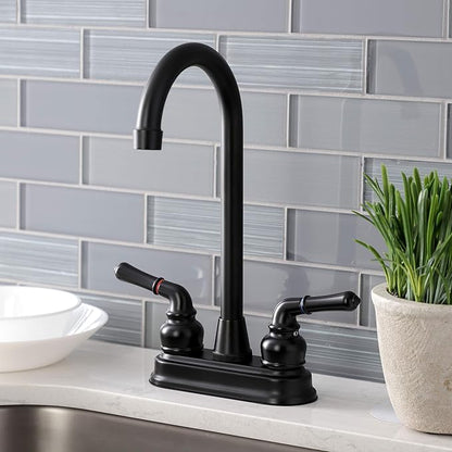 Kingston Brass KB490 Magellan Two-Handle 2-Hole Deck Mount Bar Faucet in Matte Black