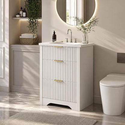 GarveeHome 36 Inch Bathroom Vanity with Sink, Fluted Bathroom Sink Cabinet