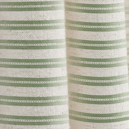 Farmhouse Striped Shower Curtain Horizontal Green Vintage Linen 72"W X 72"L | Striped Shower Curtains with Linen Texture for Bathroom Decor