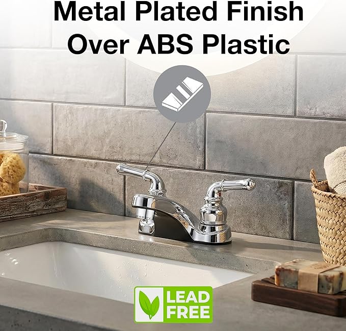 Pacific Bay Lynden Bathroom Sink Faucet - Metallic Plating Over Lightweight ABS Plastic (Chrome)