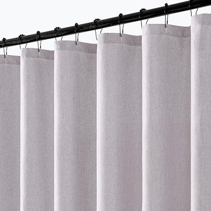 ANRODUO Lavender Linen Textured Fabric Shower Curtain Set - W72xL72 | Farmhouse Shower Curtain with 12 Metal Hooks, Waterproof Heavy Duty, Button Hole Design, Machine Washable for Bathroom