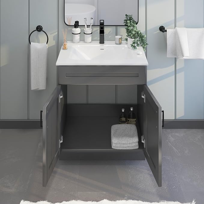 Bathroom Vanity Sink Base Ready-to-Assemble Bathroom Cabinet 24"/30'/36" Width (Vanity Base in Grey Shaker, 30 inch)