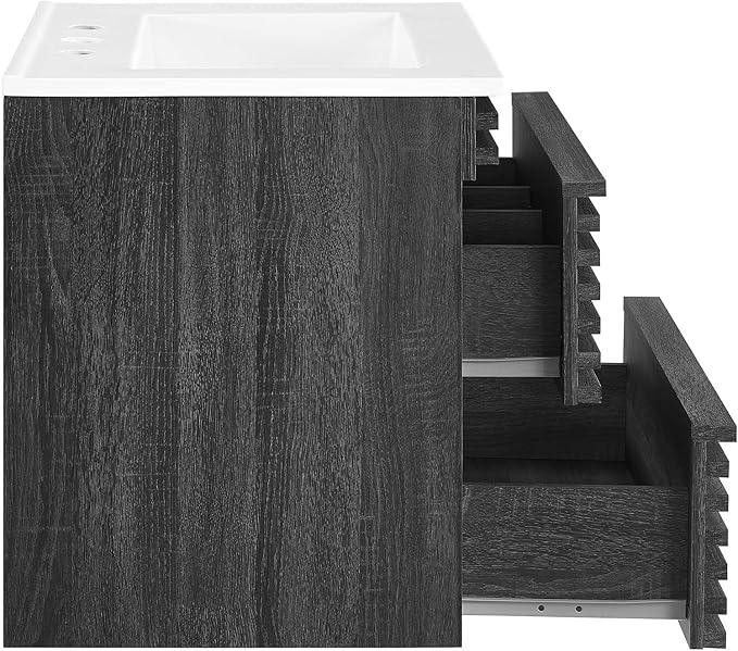 Modway Render 24" Wall-Mount Bathroom Vanity in Charcoal White