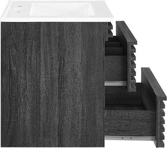 Modway Render 24" Wall-Mount Bathroom Vanity in Charcoal White