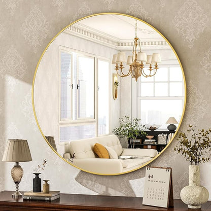 HARRITPURE Round Mirror 20 Gold Wall Mounted Circle Mirrors | Vanity Mirror with Aluminum Alloy Frame, Modern Decoration for Bathroom, Living Room, Vanity, Bedroom, Entryway
