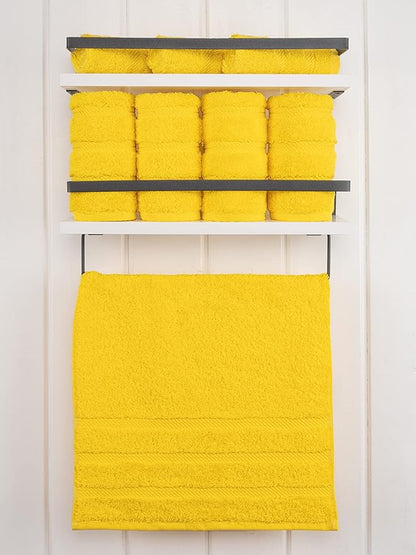 American Soft Linen Luxury Hand Towels for Bathroom, 600 GSM Heawy Weight 16x28 Size 100% Cotton Turkish 4 Piece Hand Face Towel Set, Yellow Hand Towels