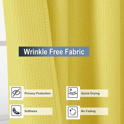 Lemon Shower Curtain for Bathroom 72x72 Inch, 3D Embossed Textured Waffle Fabric Shower Curtains, Soft Hotel Farmhouse Style, Water Repellent, Machine Washable, Lemon, 72" W x 72" L