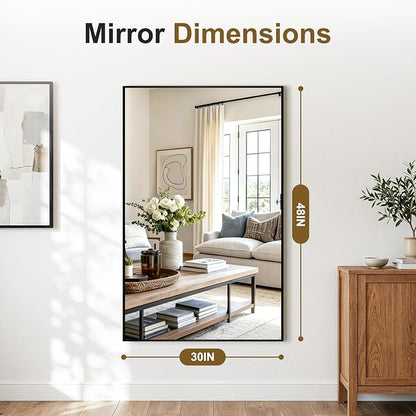 Bathroom Vanity Mirror for Over Sink, 55x30 Inch Matte Black Mirror | Shatterproof Tempered Glass, Anti-Rust Metal Frame, Rectangle Wall Mirrors for Bedroom, Living Room & Entryway