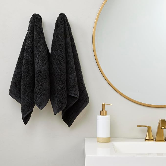SKL Home CloudSoft Hand Towel Set, 2-Piece, 100% Cotton Luxury, Slate | Premium spa-level quality. 600 GSM weight. Ultra plush & absorbent. For use in the bathroom, kitchen, bar or any sink space.