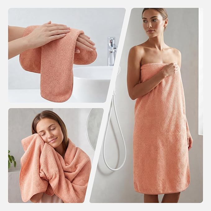 REDKISS Ultra Soft 6 Piece Towel Set, Premium Towels for Bathroom, Highly Absorbent, Quick Dry, Lightweight Bath Towels Set Collection, Includes 2 Bath Towels, 2 Hand Towels, 2 Washcloths, Orange