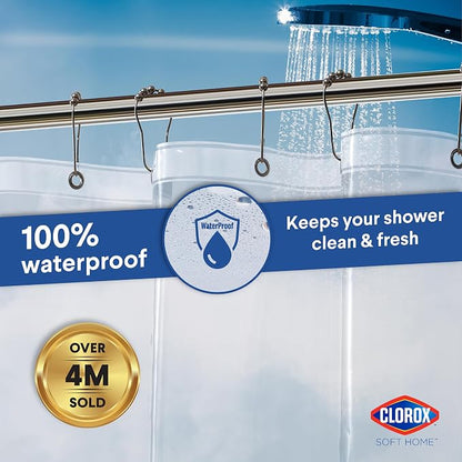 Clorox Shower Curtain Liner, Premium Medium-Weight Durable Waterproof 6g PEVA for Bathroom with Weighted Magnets, Extra Long 72" x 96", Clear 1 Pack