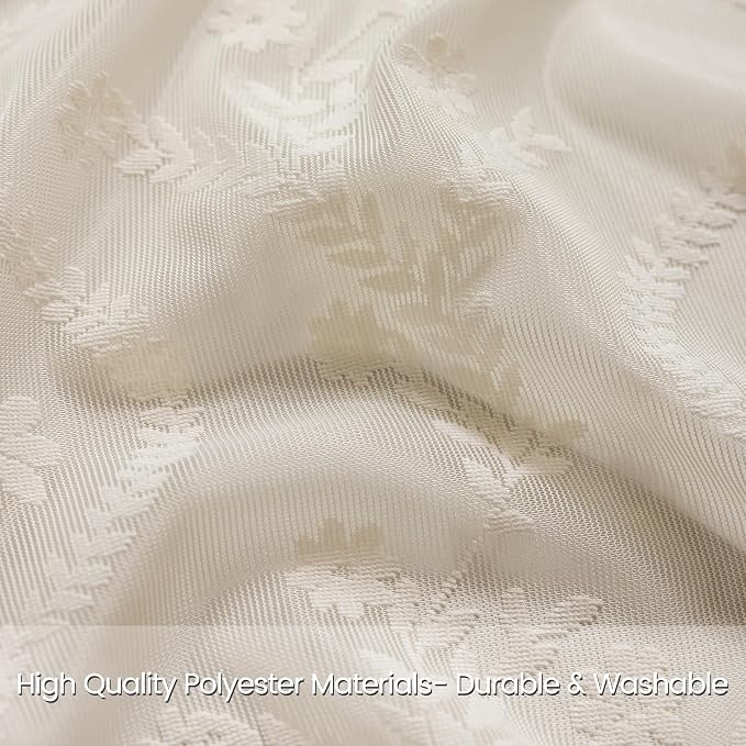 WAZZIO Vintage Lace Shower Curtain for Bathroom 72" W x 72" L, Victorian Farmhouse Floral Pattern Tassel Fancy Shower Curtain Boho Washable Cloth Decorative Bath Curtains,1 Panel
