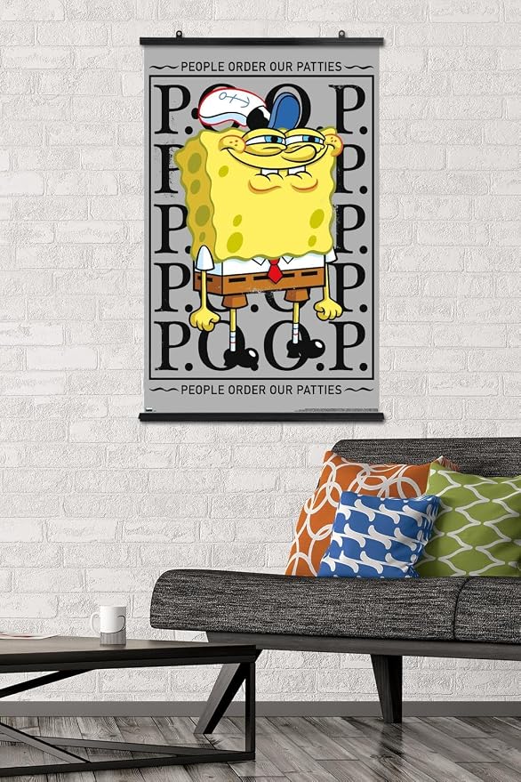 Trends International Nickelodeon Spongebob - P.O.O.P. Wall Poster, 34L x 22.4W, Premium Poster & Clip Bundle