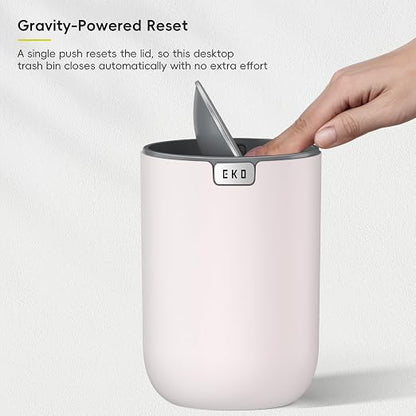 EKO Fandy 0.58 Gal/2.2L Mini Trash Can with Lid, Swing-Top Desktop Trash Can for Bathroom, Countertop, Vanity, Desk or Office, Small Garbage Bin (Pink) (Pack of 12)