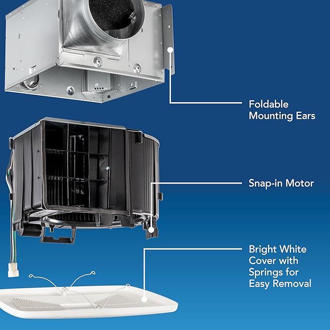 QT Series Very Quiet 110 CFM Ceiling Bathroom Exhaust Fan, .4 Sones, ENERGY STAR Certified