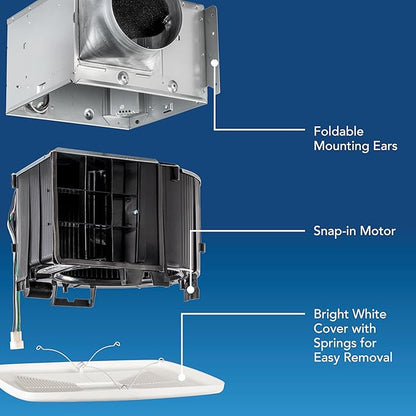 QT Series Very Quiet 110 CFM Ceiling Bathroom Exhaust Fan, .4 Sones, ENERGY STAR Certified
