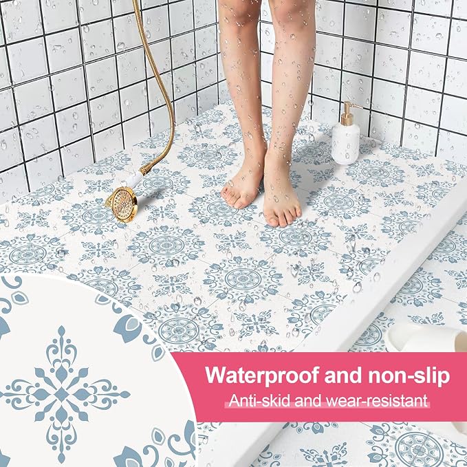 Peel & Stick Floor Tile Stickers, DIY Flooring for Kitchen, Dining Room, Bathrooms, Pet House and More, Self-Adhesive 8x8 inches,10 Pack (1640)