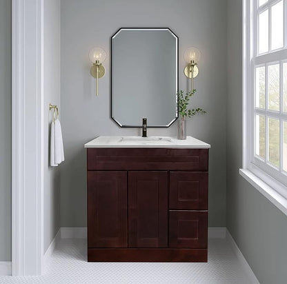 36" Espresso Shaker Bathroom Vanity Base – Ready-to-Assemble Sink Cabinet with Drawers, Shaker Style Storage, Base Only, No Top or Sink