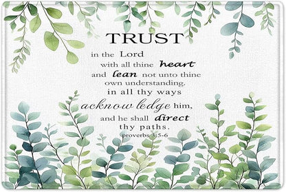 HVEST Green Eucalyptus Bathroom Sets with Shower Curtain and Rugs, Sage Green Leaf Plant and Bible Verse on White Shower Curtain Modern Polyester Fabric Bathroom Shower Curtain Sets,70L X 70W inches