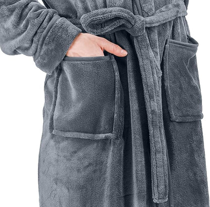 NY Threads Luxury Ultra Soft Mens Robe Plush Fleece Long Bathrobe