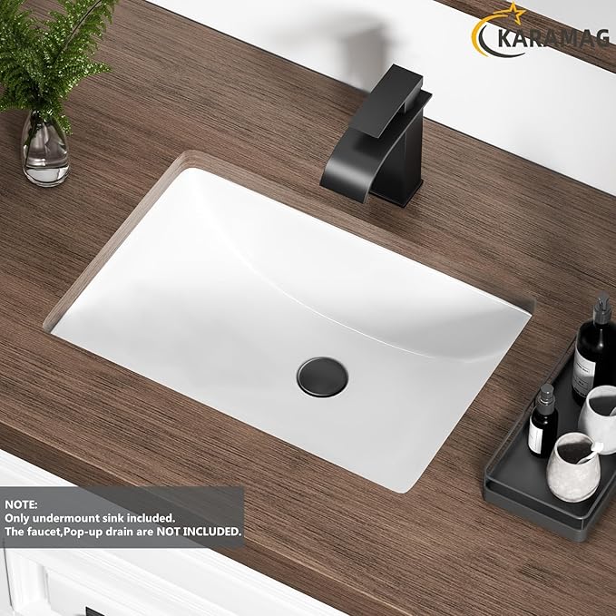 Durable Rectangle Undermount Sink Vitreous Ceramic Lavatory Vanity Bathroom Restroom Sink Pure White (18.3"X13.0")