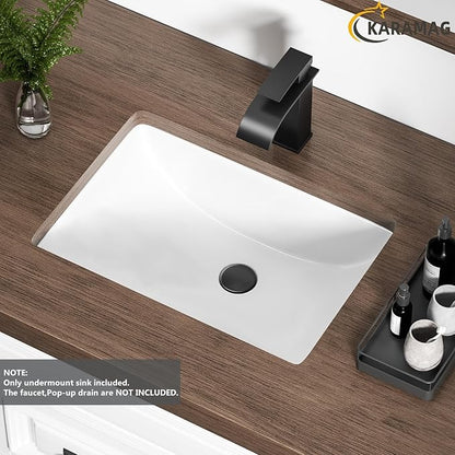 Durable Rectangle Undermount Sink Vitreous Ceramic Lavatory Vanity Bathroom Restroom Sink Pure White (18.3"X13.0")