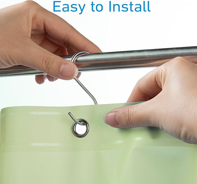 EHZNZIE Shower Curtain Liner Light Weight PEVA, Shower Liner 72x72 Inches, Waterproof, No Chemical Smell with 12 Rust Proof Metal Grommets for Bathroom Shower Curtain, Sage