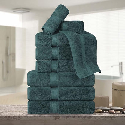 Superior Egyptian Cotton 800 GSM Plush & Absorbent, 9 Piece Set, Teal | Quick Dry, Soft Luxury Towel Set, Bath Essentials, Guest Bath, Spa, 3 Bath, 3 Hand, 3 Face Towel, Madeline Towels