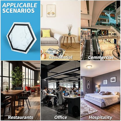 Art3d 60-Pack Hexagon Peel and Stick Flooring Tile Marble Look, Self Adhesive Waterproof Vinyl Floor Tile for Kitchen Bathroom Living Room Bedroom, 11.8" x 10.2" White Marble