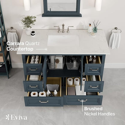 Eviva Britney 48 Inch Single Sink Transitional Ash Blue Bathroom Vanity