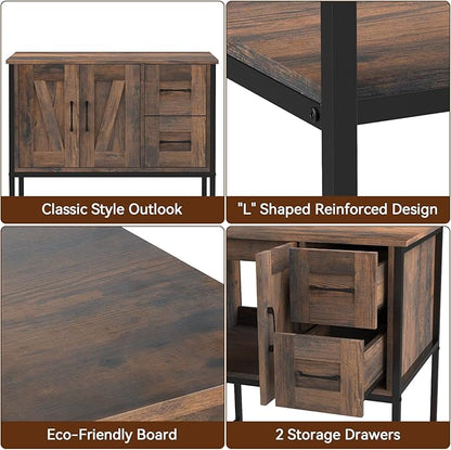 YOURLITE Bathroom Vanity, 30" Rustic Brown Bathroom Vanity with Sink Combo Set, Farmhouse Modern Wood Bathroom Cabinet with Black Ceramic Sink