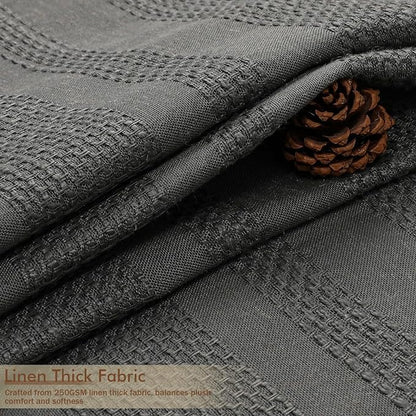Extra Long Charcoal Grey Shower Curtain 96 Inch Long, Boho Chic Textured Soft Fabric Heavy Duty Cloth Bathroom Shower Curtain with Tassel, Tall Farmhouse Luxury Bath Decor, 72Wx96L Inches