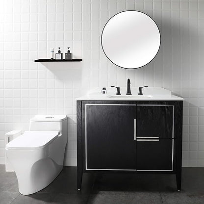 Bathroom Sink Faucet 8 Inch Widespread for Vanity, Matte Black | Mid Arc, 2 Handle Lead-Free Deck Mount Bathroom Faucet with Pop Up Drain Supply Lines, for 3 Hole Lavatory Utility Sink