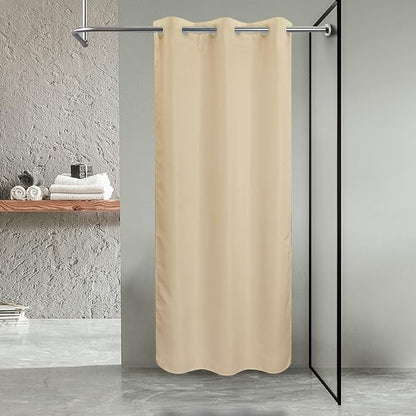 River Dream No Hook Stall Shower Curtain or Liner Microfiber Beige, 36x74 | Waterproof Small Fabric Shower Curtain Set for Narrow Stall, Bottom Magnets, Soft & Machine Washable, 36W x 74H