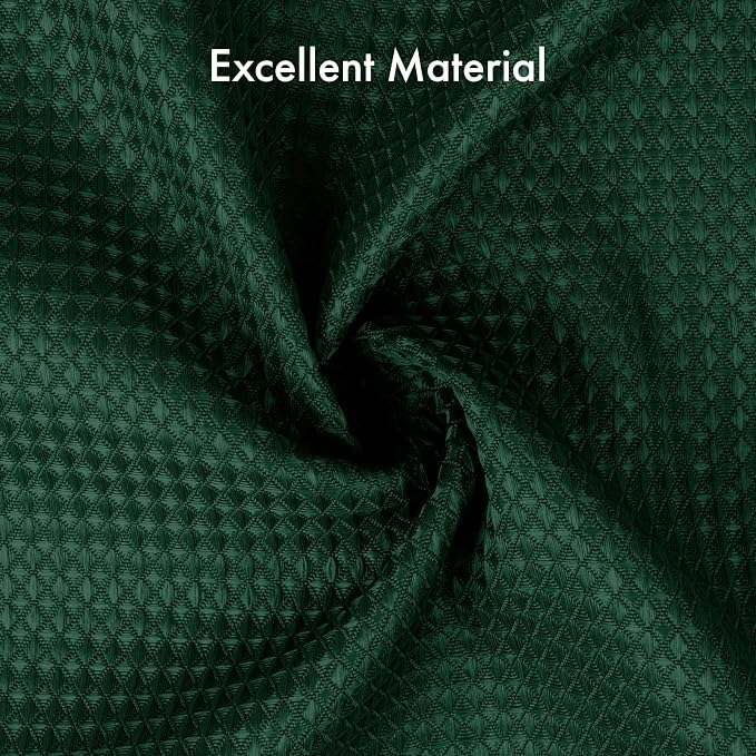 AmazerBath Dark Green Shower Curtain Waffle Textured, Deep Green Shower Curtain Fabric Thick Heavy Duty 240GSM, Hotel Quality Bathroom Shower Curtains, Premium Polyester, 72 x 72 Inches