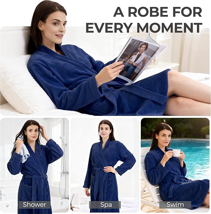 Towel Robe for Women – Soft Absorbent Kimono Bathrobe, Quick-Dry Spa Shower & Hotel Use