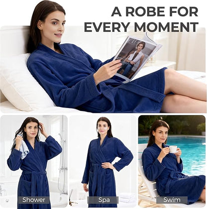 Towel Robe for Women – Soft Absorbent Kimono Bathrobe, Quick-Dry Spa Shower & Hotel Use