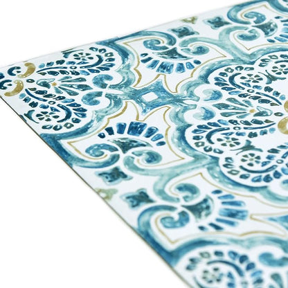 FloorPops FP2477 Fontaine Peel & Stick Floor Tiles, Blue (Pack of 6)