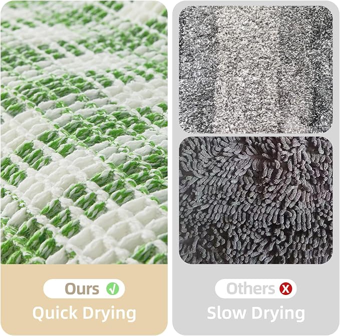 TYUU Waffle Bath Mat, Cute Bathroom Rugs Non Slip, 48x24 Green & White | Super Absorbent Quick Dry Bath Rug, Non-Slip Backing, Soft Waffle Washable Farmhouse Bathroom Mats, Tub, Shower & Home Decor