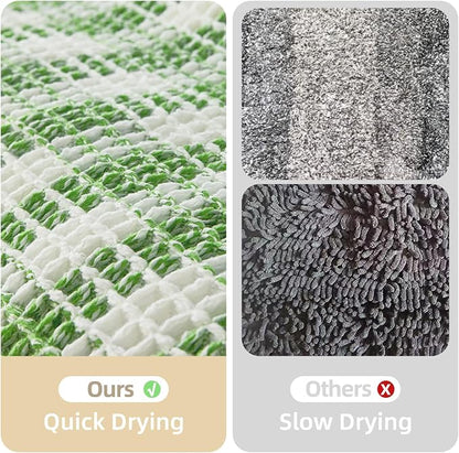 TYUU Waffle Bath Mat, Cute Bathroom Rugs Non Slip, 48x24 Green & White | Super Absorbent Quick Dry Bath Rug, Non-Slip Backing, Soft Waffle Washable Farmhouse Bathroom Mats, Tub, Shower & Home Decor